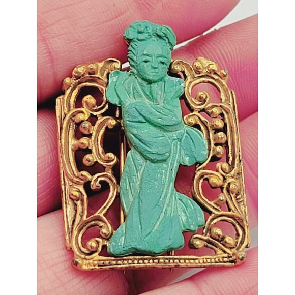 Signed Rare Rice Weiner Asian Figural Fur Clip (A67) - Picture 1 of 4